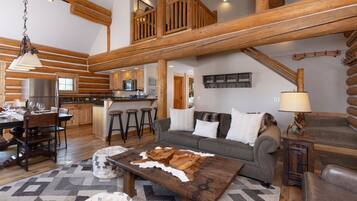 TV, fireplace, video games, foosball