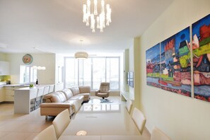 Apartment, 3 Bedrooms | Living area | Flat-screen TV - Gordon Beach Luxury PRK Stay at My Place (Tel Aviv)