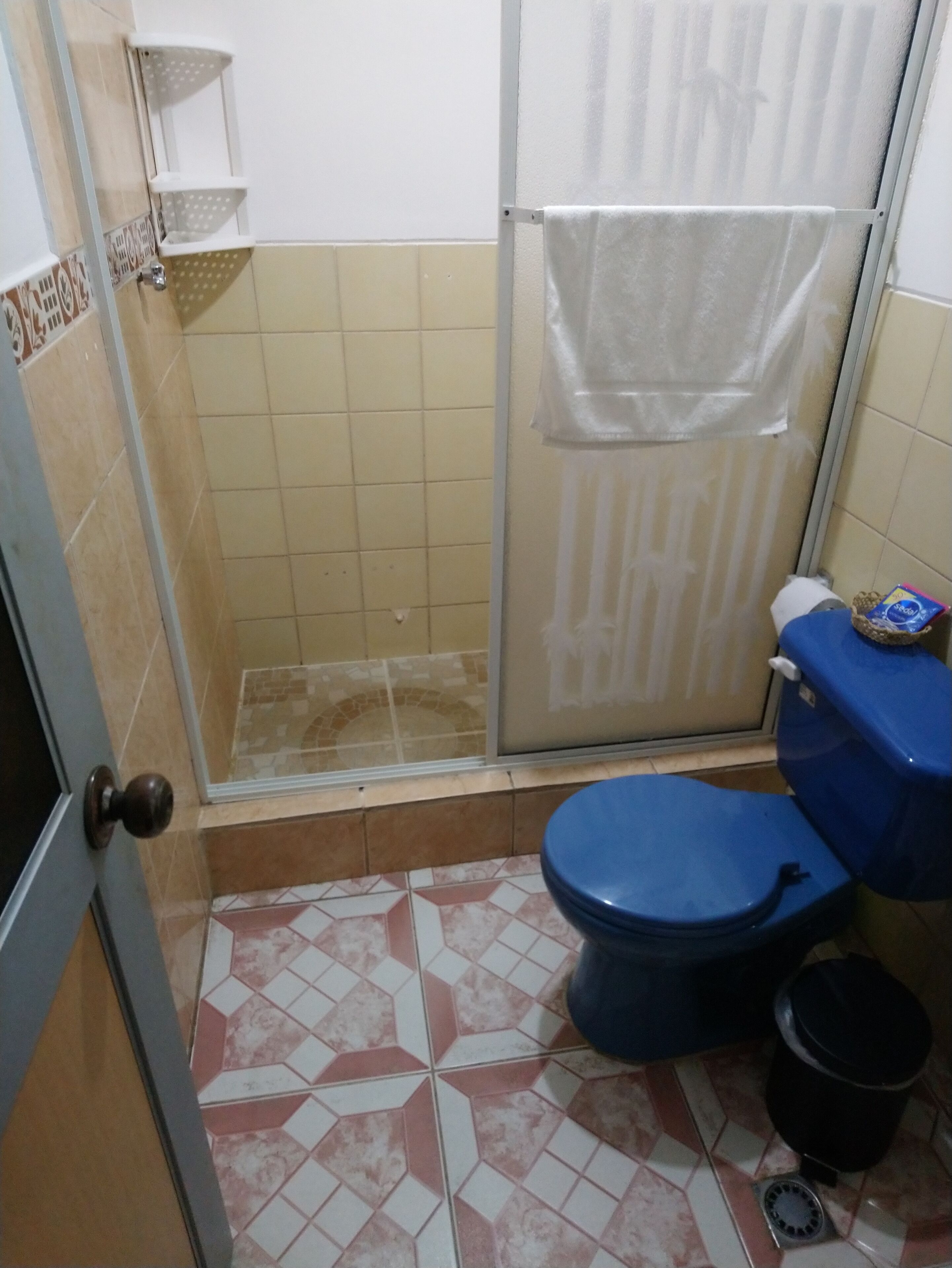 basic double room | bathroom | shower, hair dryer, towels, soap