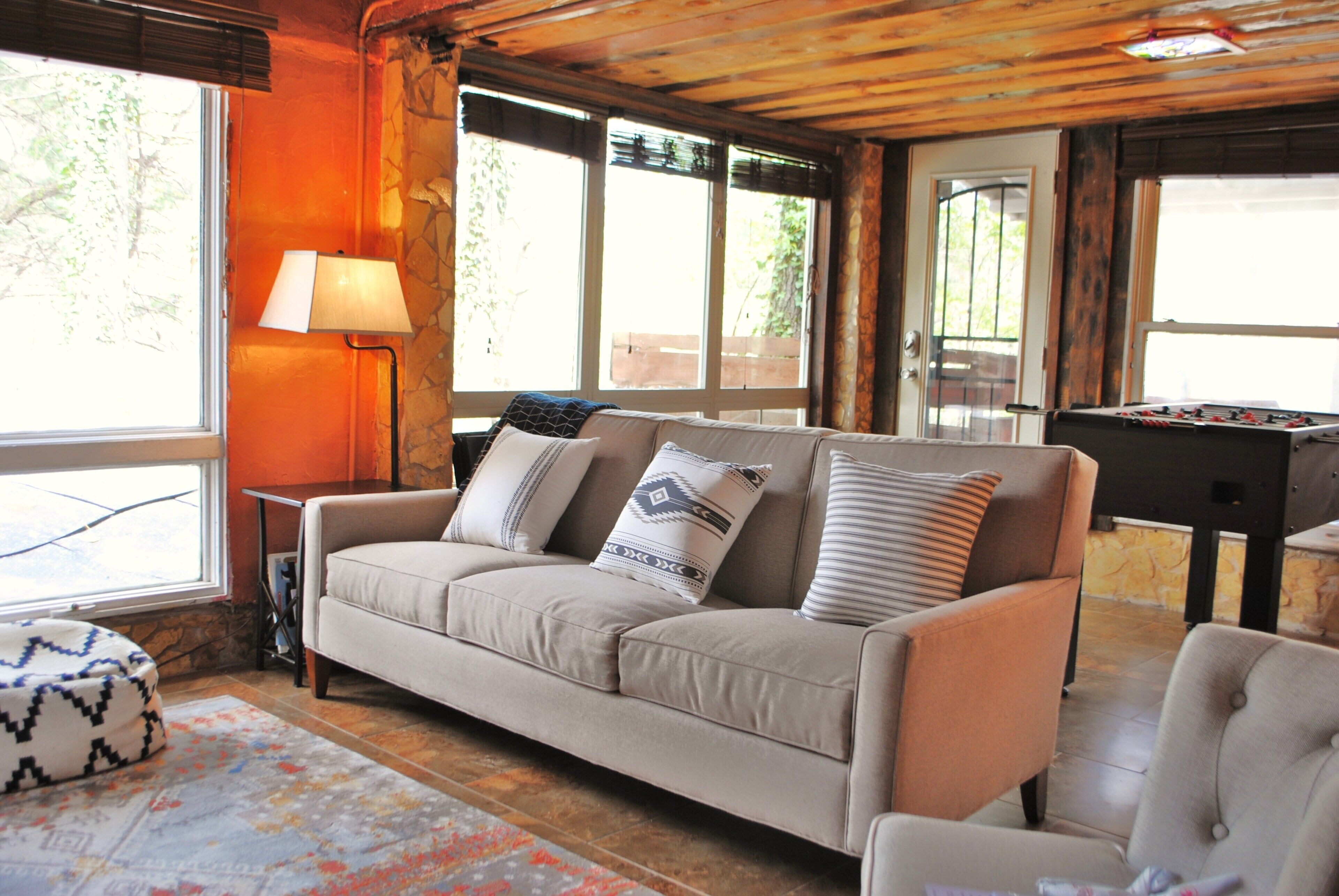 Smart TV, fireplace, Netflix, foosball