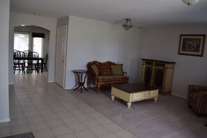 Smart TV, fireplace, DVD player, video library