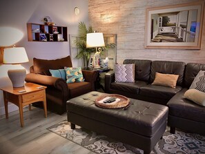 Smart TV, DVD player, books, video library