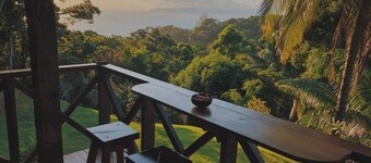 Lodge in tropical forest, breathtaking view of the Pacific
