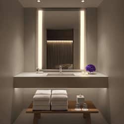 Designer toiletries, hair dryer, bathrobes, slippers