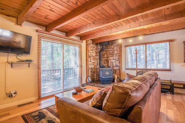 TV, DVD player, foosball, video library