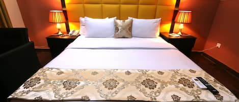 Premium bedding, individually furnished, desk, laptop workspace