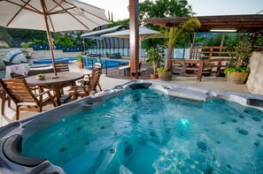 Indoor pool, pool umbrellas