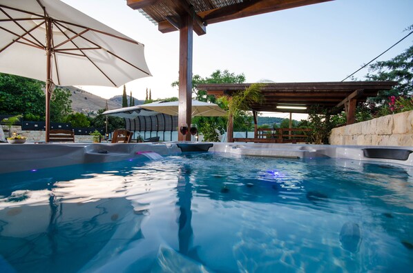 Indoor pool, pool umbrellas
