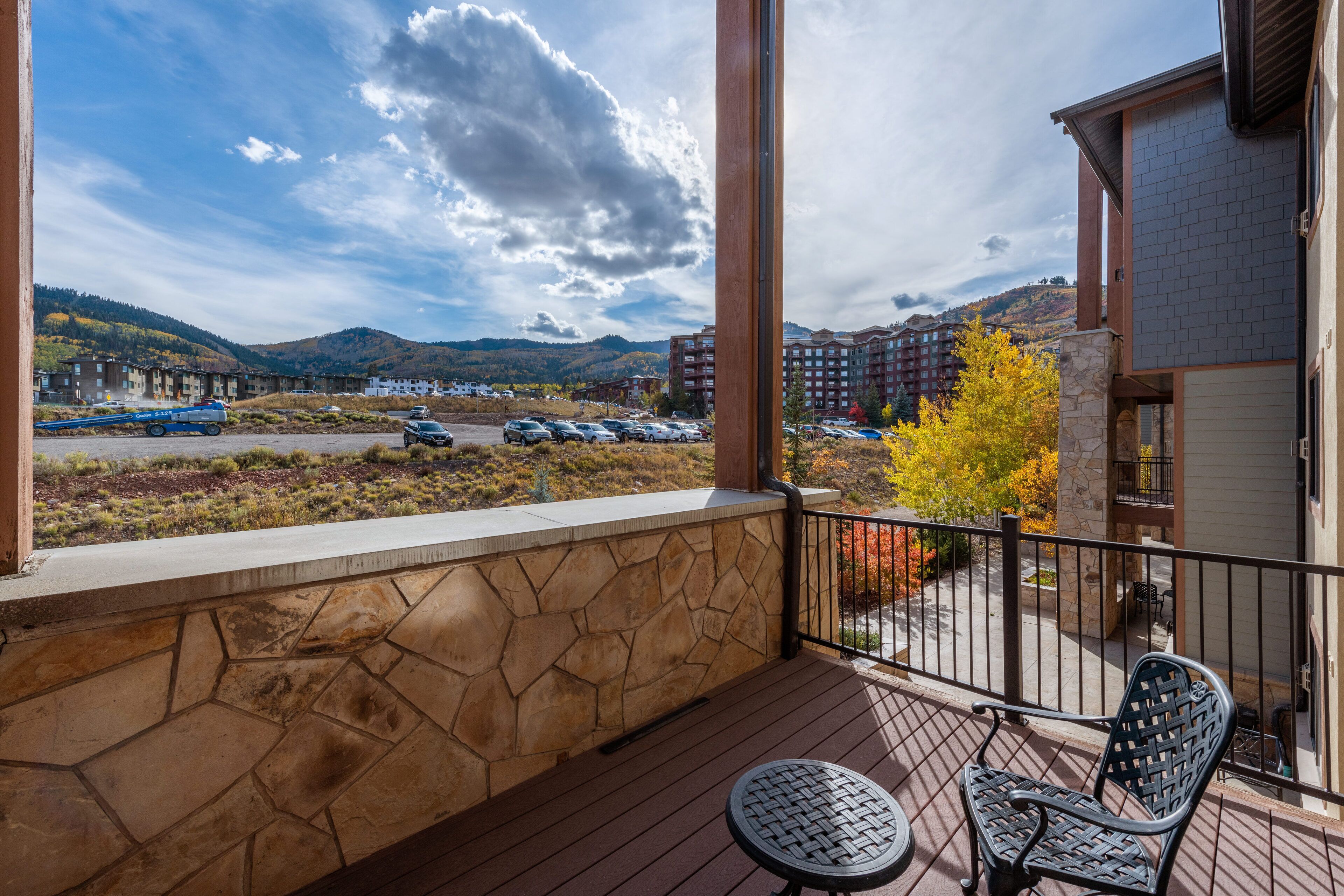 Steps to skiing, resort property, mountain views, shared hot tub, sauna, steam room 223