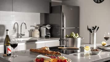 Apartment, 2 Bedrooms, Balcony | Private kitchen | Full-sized fridge, microwave, oven, stovetop