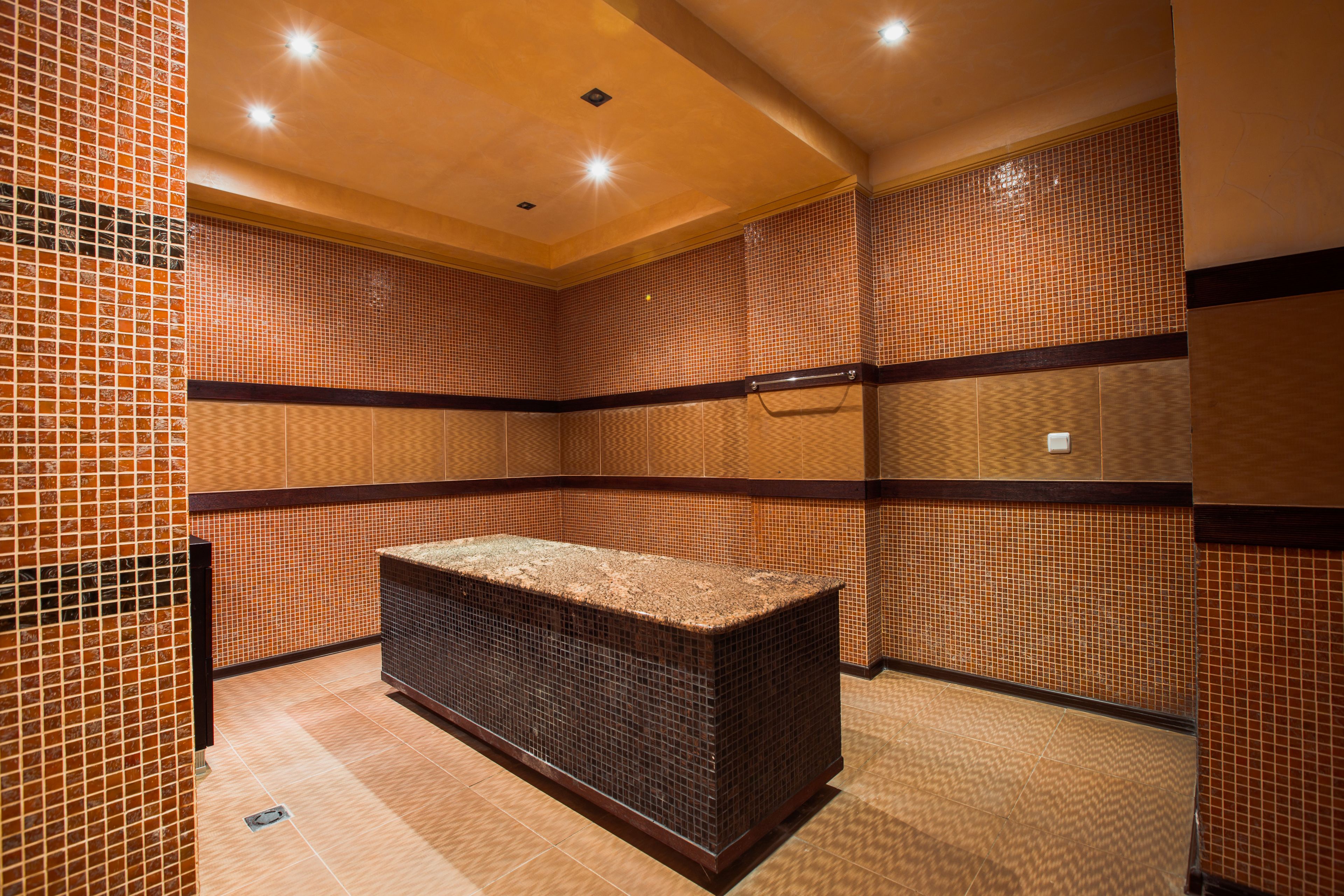 sauna, hot tub, steam room, mud baths, deep-tissue massages