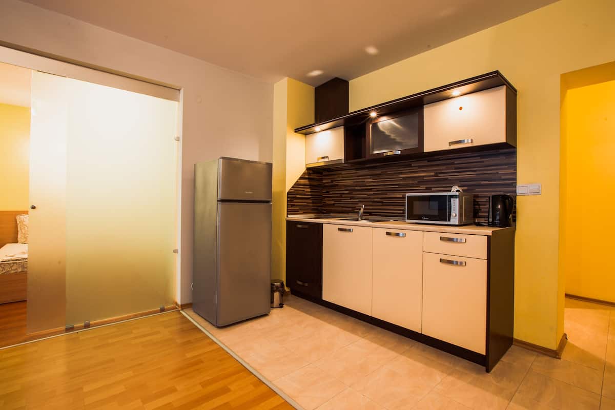 comfort apartment, 2 bedrooms | private kitchen | fridge, microwave, electric kettle, cookware/dishes/utensils