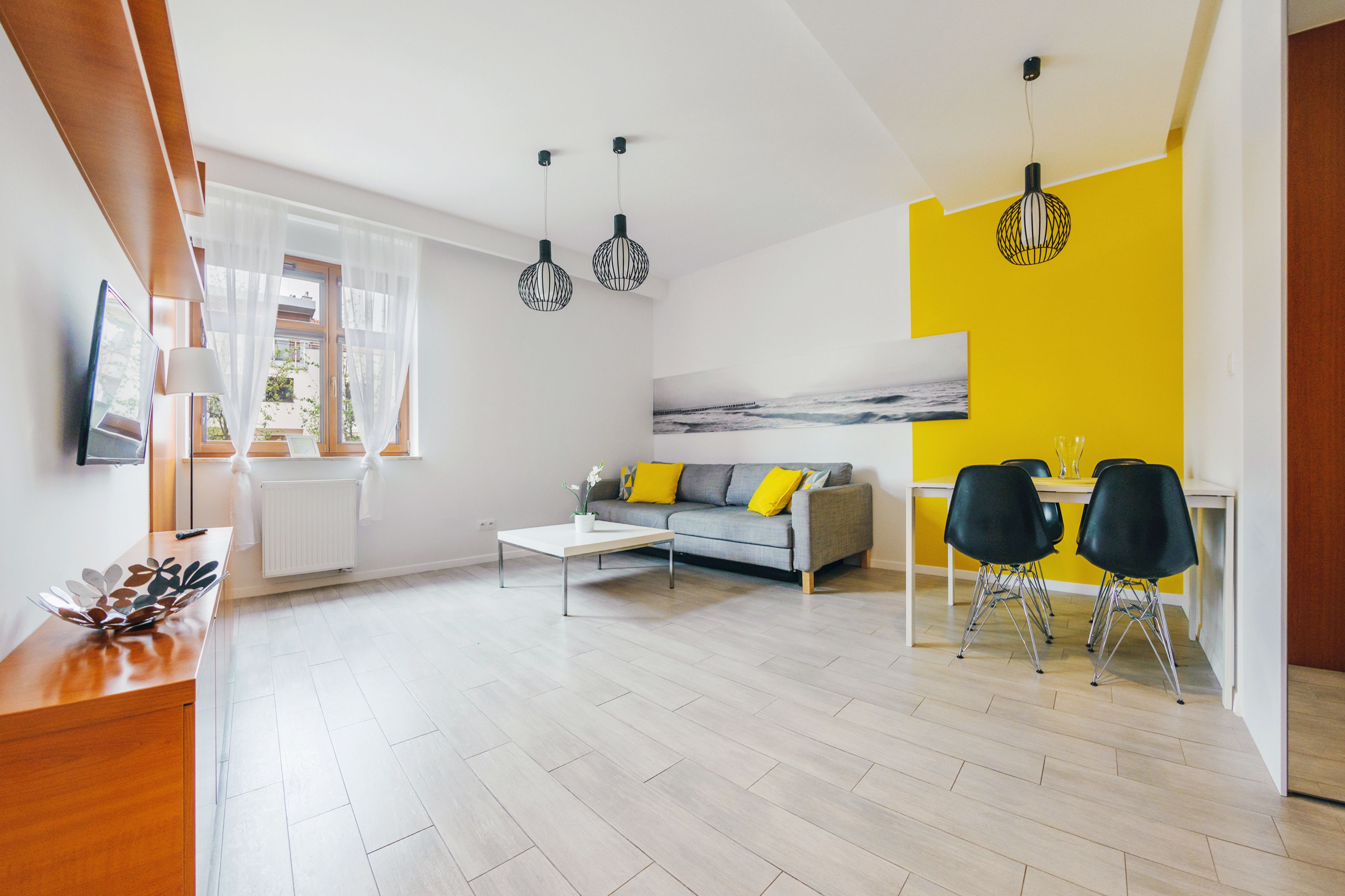 Apartamento (12 B – Jelitkowska 27) | Área de estar | TV de tela plana
