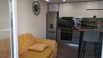 Luxury Apartment, 1 Queen Bed with Sofa bed, City View | Private kitchen | Full-sized fridge, oven, stovetop, dishwasher