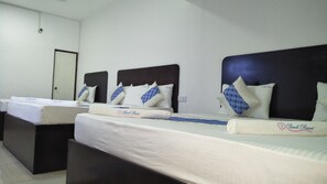 Blackout curtains, iron/ironing board, free WiFi, bed sheets