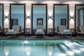 Indoor pool, open 7:00 AM to 10:00 PM, sun loungers