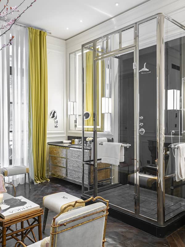 Designer toiletries, hair dryer, bathrobes, slippers