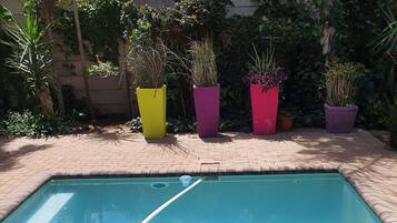 Outdoor pool, pool umbrellas
