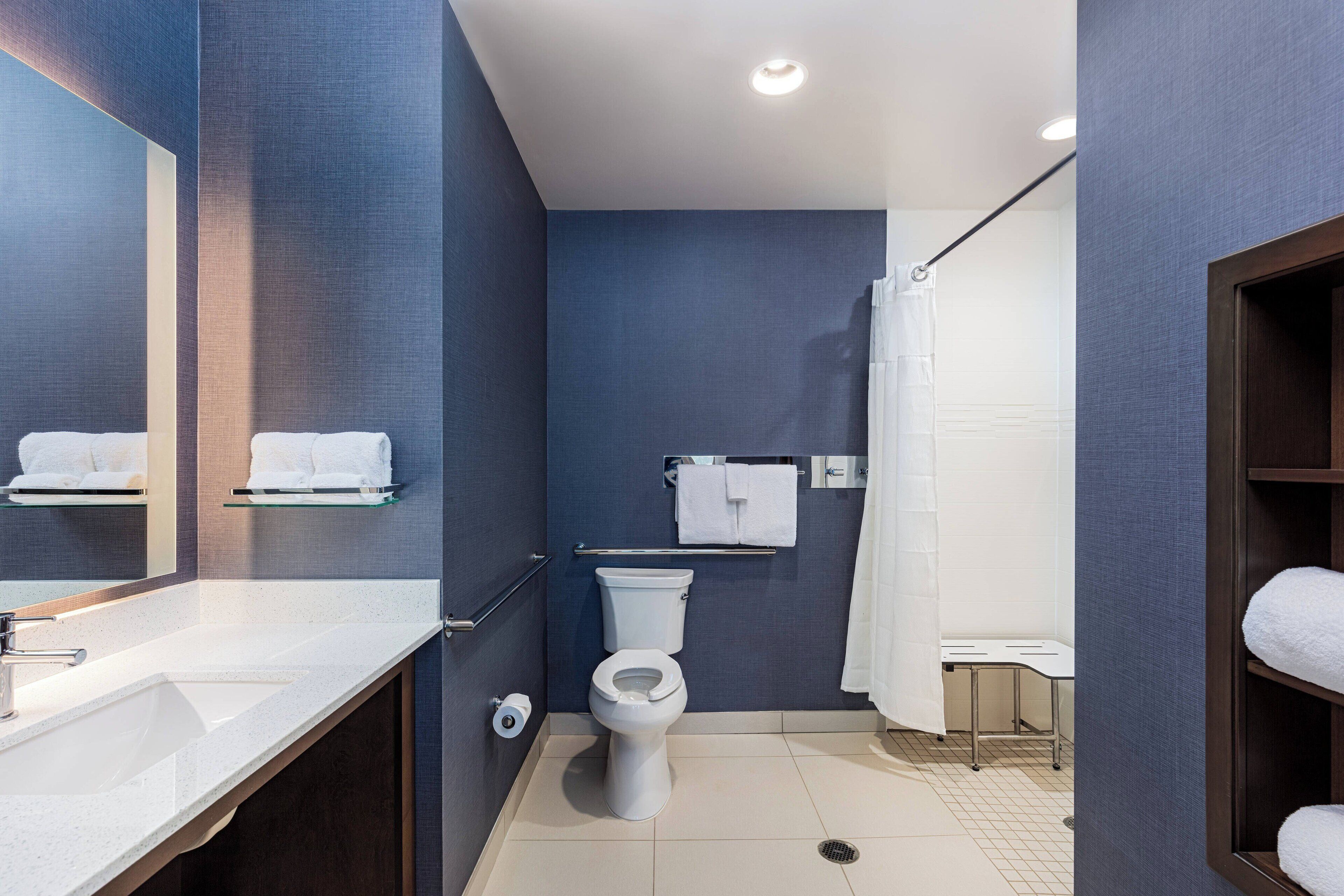 studio, 1 king bed with sofa bed | bathroom | separate bathtub and shower, free toiletries, hair dryer, towels