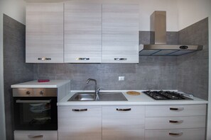 Fridge, dishwasher, cookware/dishes/utensils