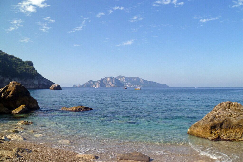 On the beach, sun loungers