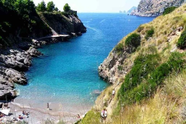On the beach, sun loungers