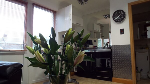 Fridge, microwave, oven, stovetop - Bayhead Flat 14D - at the heart of Stornoway (Stornoway)