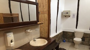 Ducha, toallas, jabón y papel higiénico
