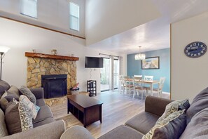 TV, fireplace, video games