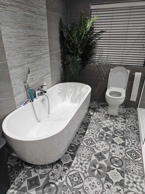 Ensemble douche/baignoire, sèche-cheveux, serviettes fournies