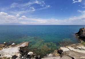 On the beach, beach towels