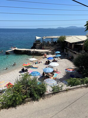 Beach nearby, sun-loungers, beach towels