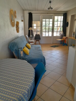 TV, fireplace, DVD player, books