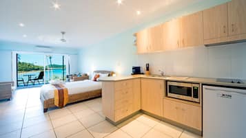 Romantic Studio, Sea View | Private kitchenette | Fridge, microwave, stovetop, espresso maker