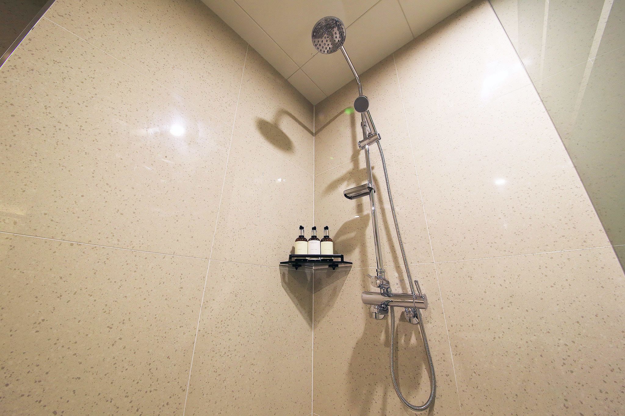 deluxe room (1 double bed, 1 single bed) | bathroom shower