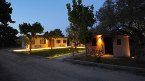 Front of property - evening/night - Castle View Bungalows (Sparta)