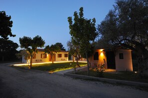Front of property - evening/night - Castle View Bungalows (Sparta)