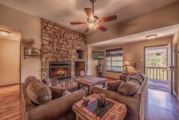 TV, fireplace, DVD player