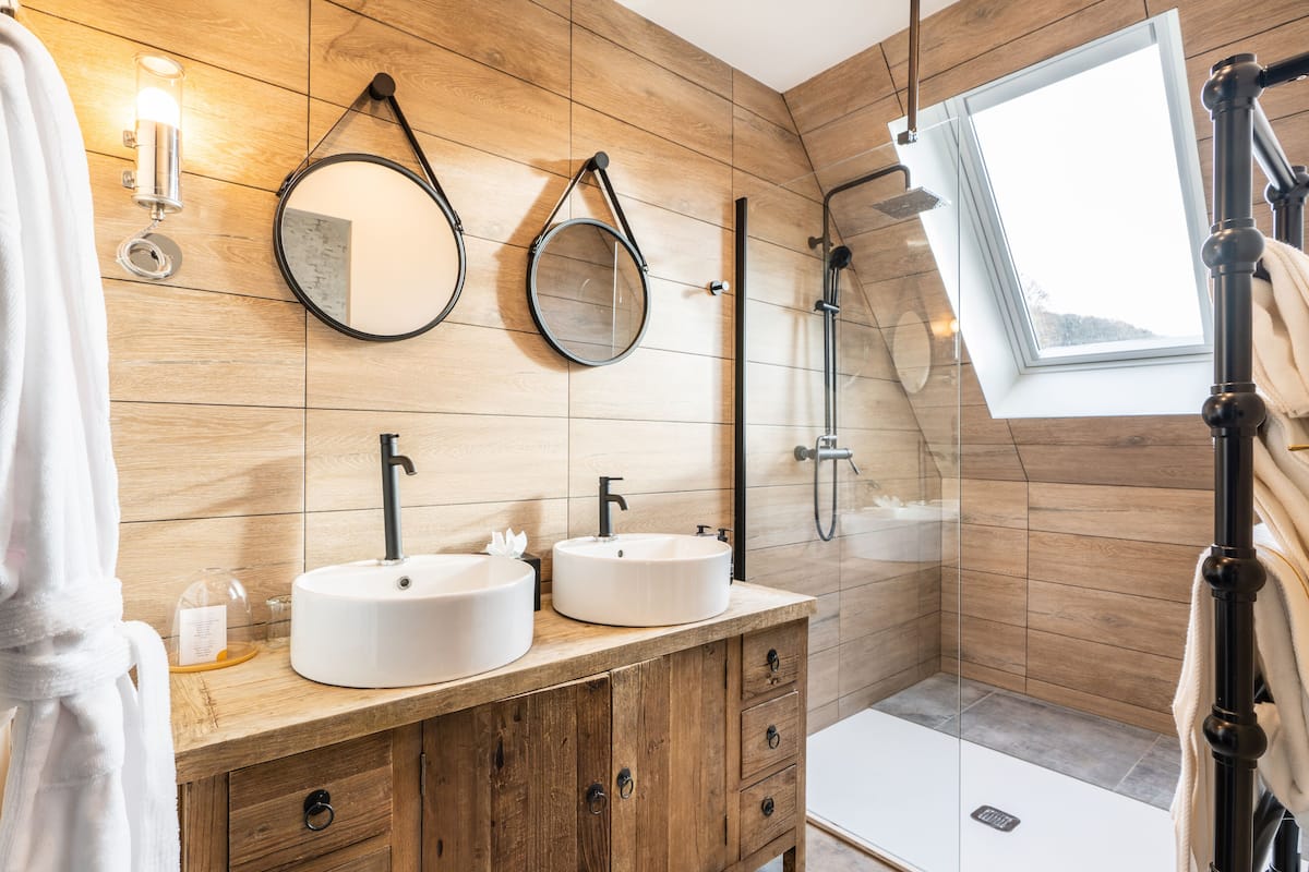 superior double room (cuty room) | bathroom | hair dryer, bathrobes, towels, soap