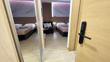 Individually decorated, individually furnished, desk, laptop workspace