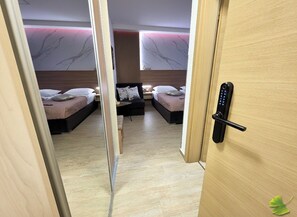 Individually decorated, individually furnished, desk, laptop workspace