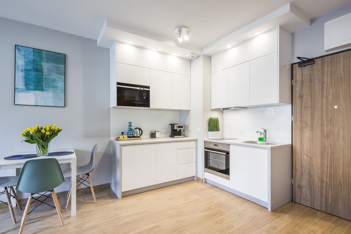 deluxe apartment, balcony | private kitchenette | fridge, microwave, oven, stovetop