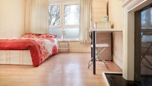 Habitación doble, 1 cama matrimonial | Tabla de planchar con plancha, wifi gratis y decoración personalizada 