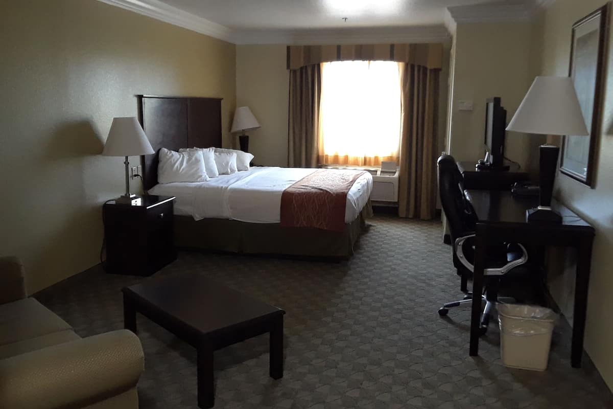 In-room safe, desk, laptop workspace, blackout curtains