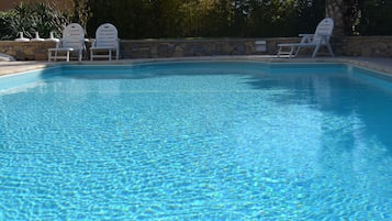Outdoor pool, pool loungers