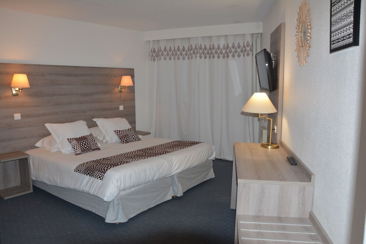 Blackout drapes, iron/ironing board (on request), WiFi (free)