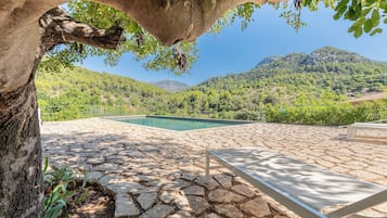 Outdoor pool, pool loungers