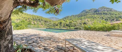 Outdoor pool, pool loungers