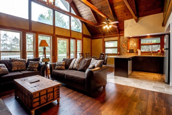 House (Valley View Lodge) | Living room | Flat-screen TV, fireplace, DVD player - Valley View Lodge (Davis)