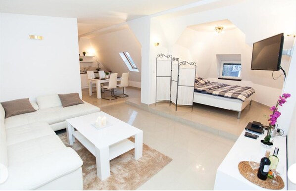 Deluxe Studio (4 osoby) | Living area | Flat-screen TV - Studio Apartament Centrum Katowice (Katowice)